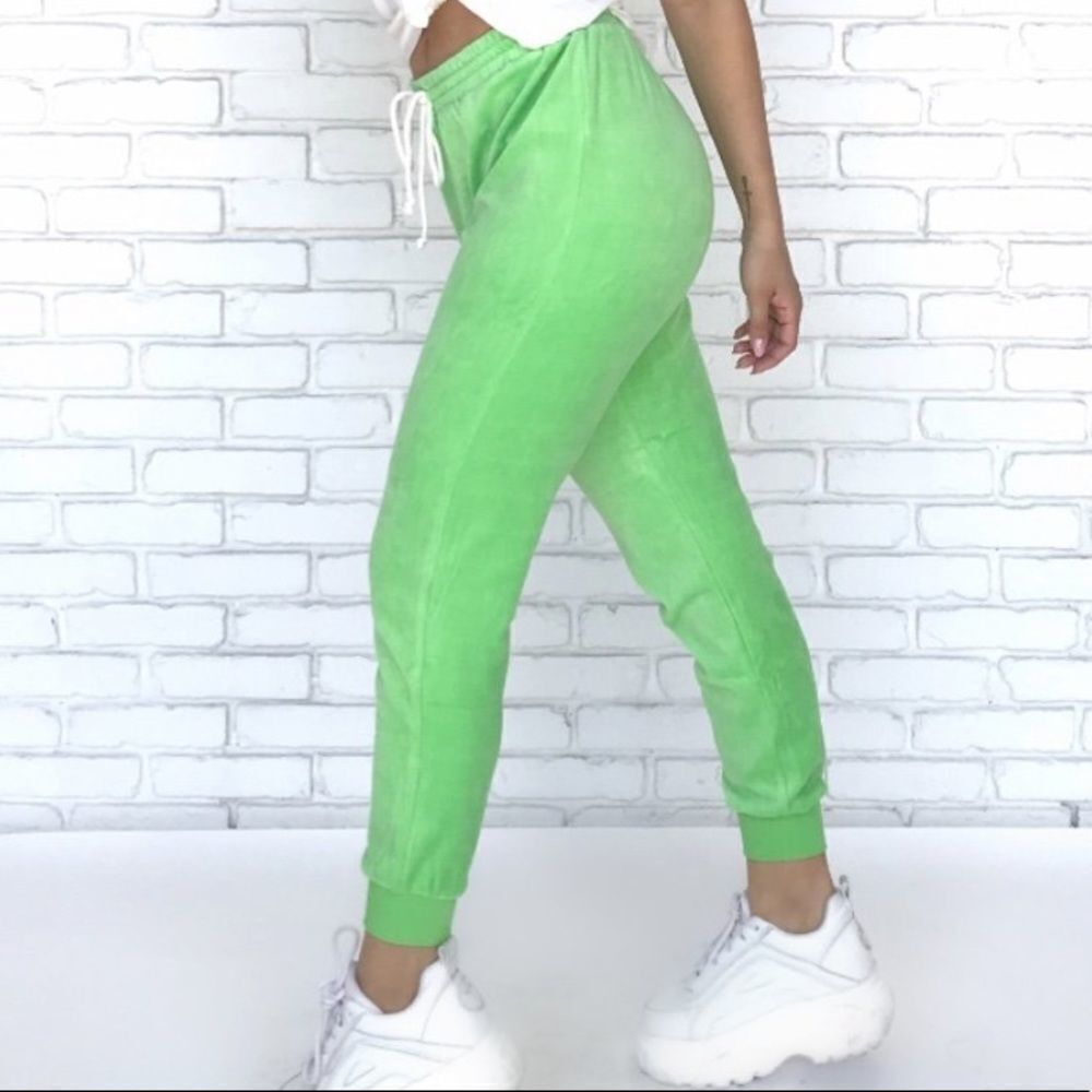 NWT green neon velour sweatpants‎